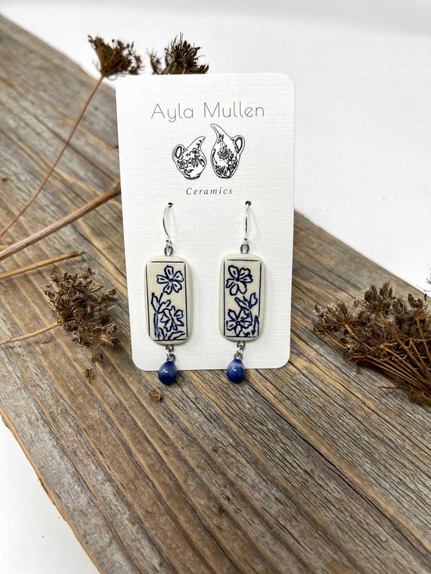 Framed Wildflower Earrings with Dangles