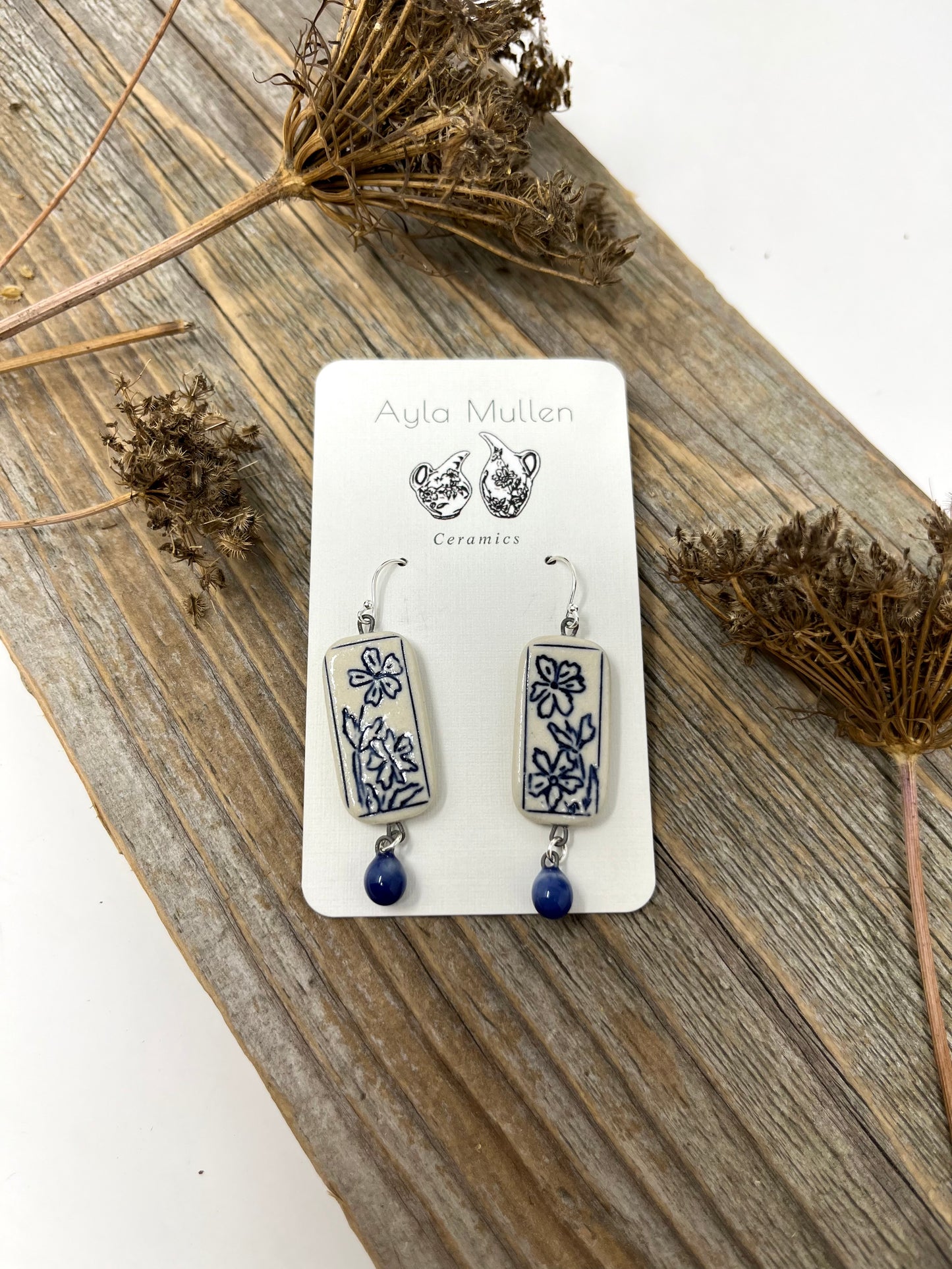 Framed Wildflower Earrings with Dangles