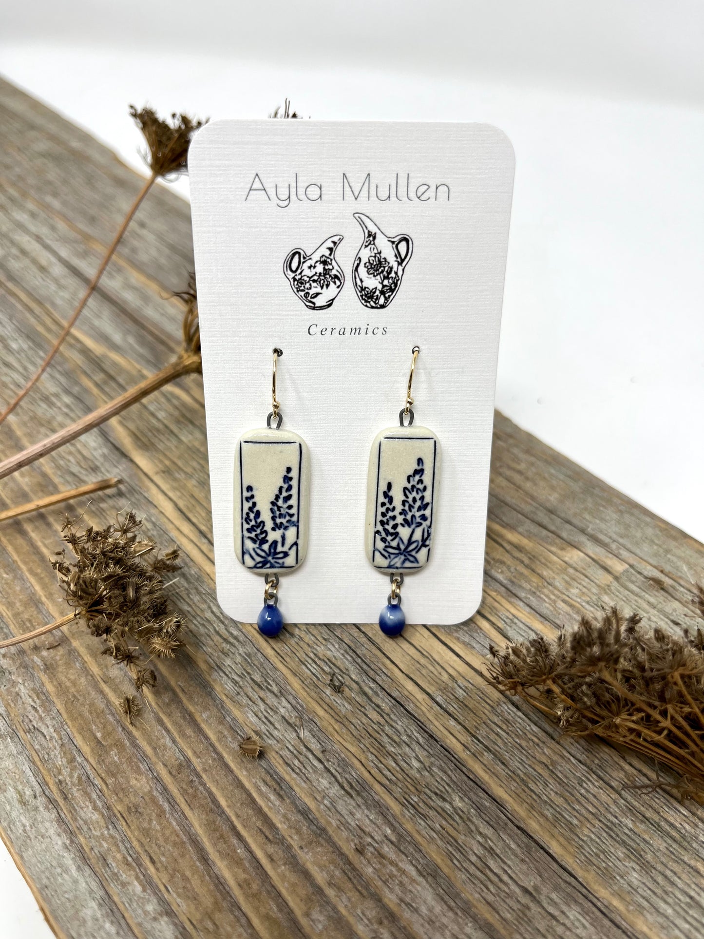 Lupine Flower Earrings with Dangles