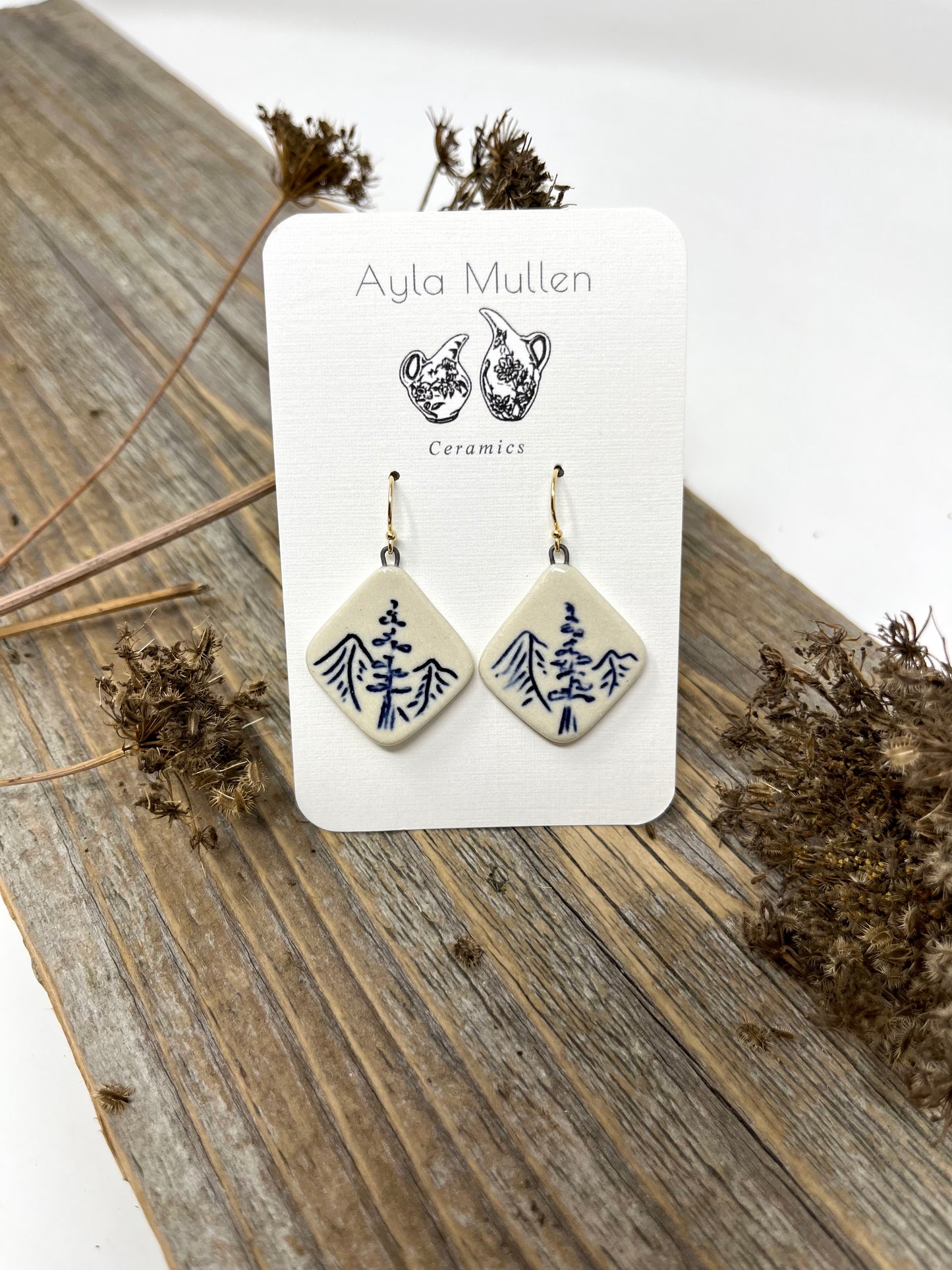 Square Mountain Landscape Earrings