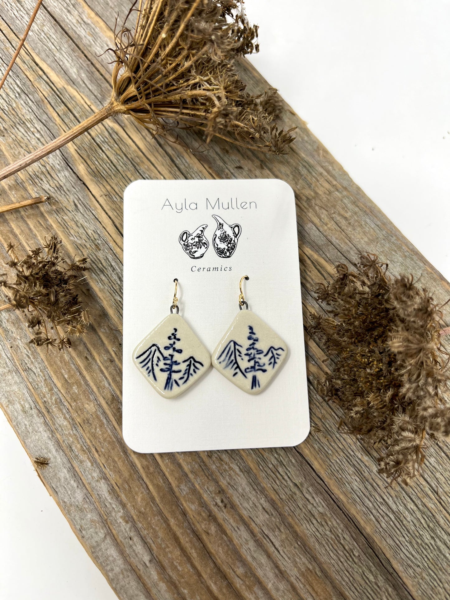 Square Mountain Landscape Earrings