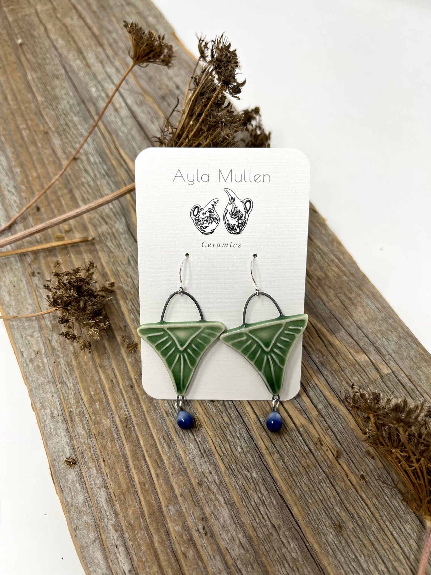 Stamped Triangle Earrings with Dangles