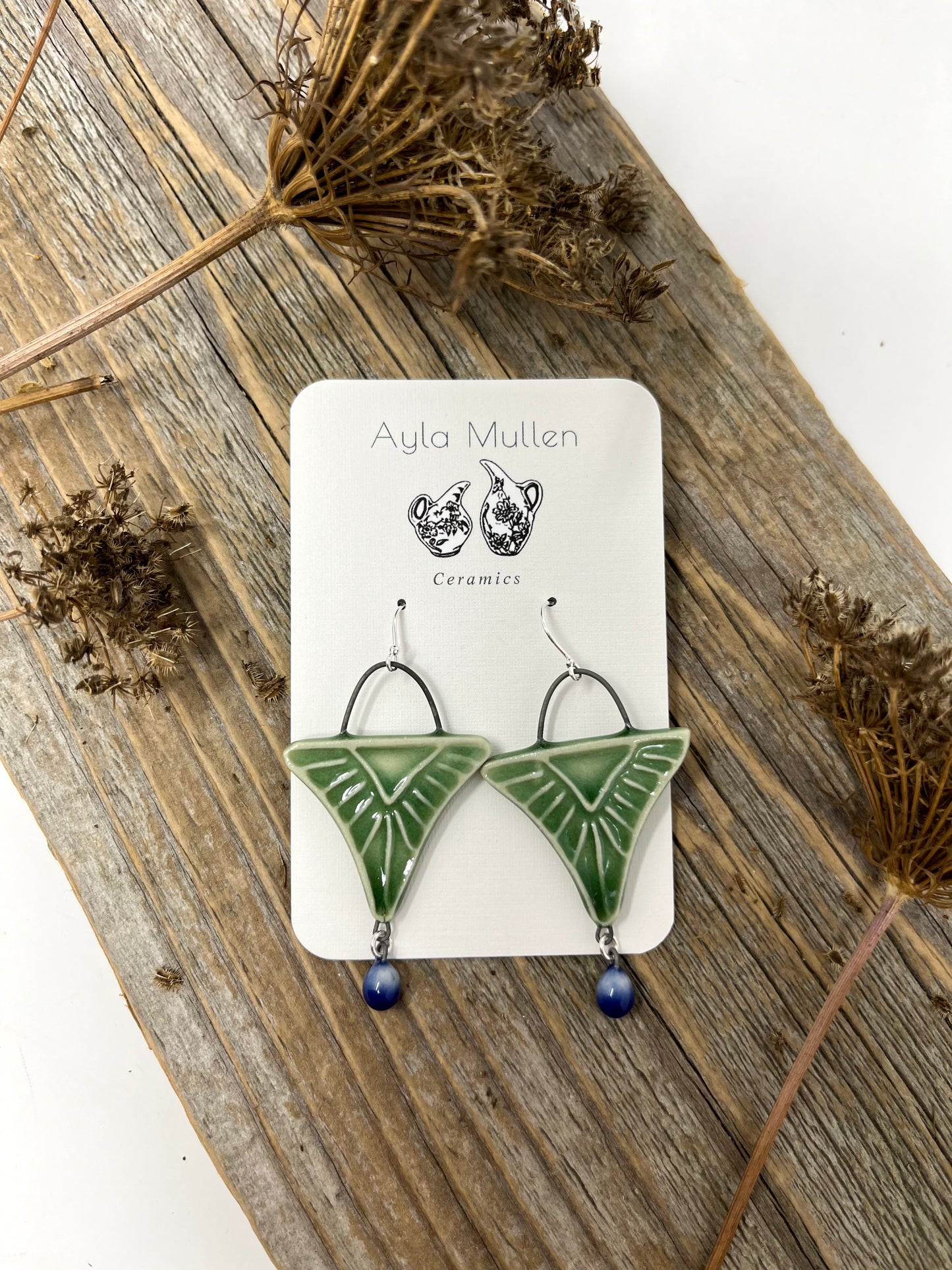 Stamped Triangle Earrings with Dangles