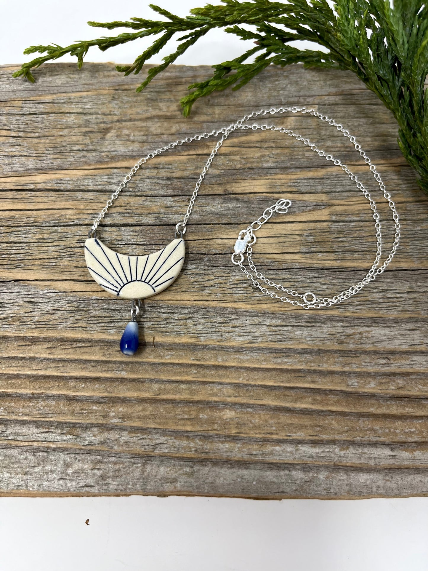 Sunrise Pendant with Cobalt Drop