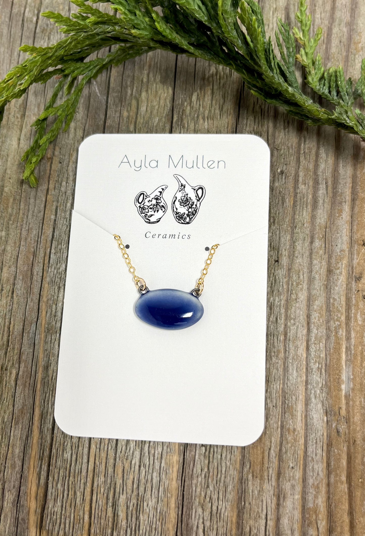 Oval Cobalt Pendant on 14k Gold-filled