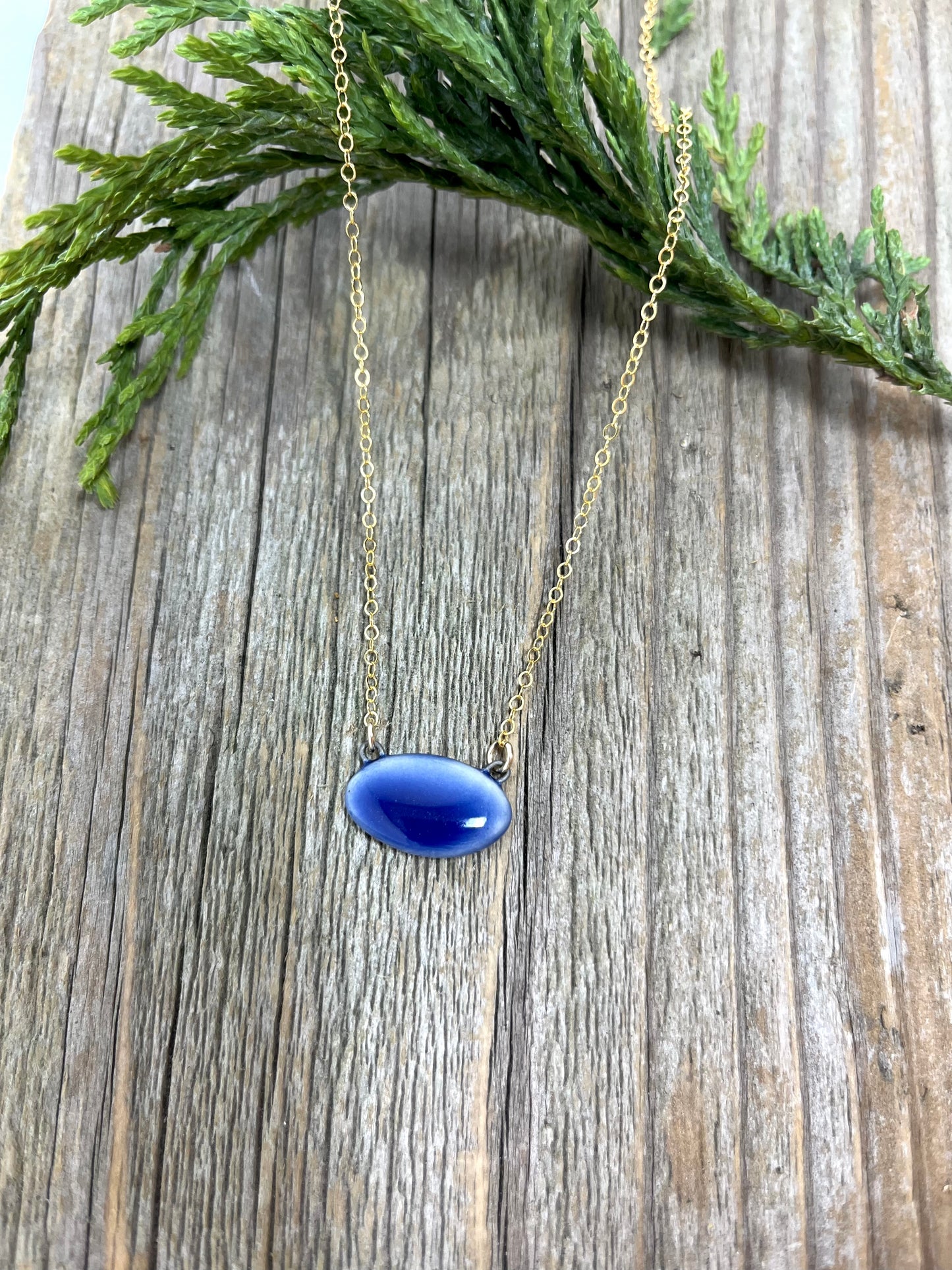 Oval Cobalt Pendant on 14k Gold-filled