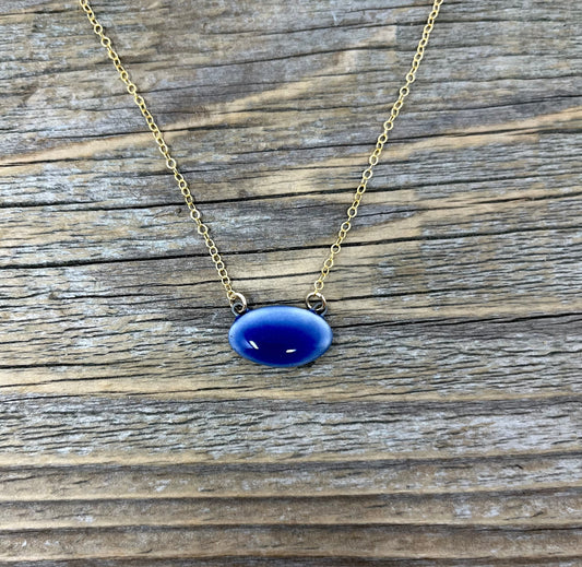 Oval Cobalt Pendant on 14k Gold-filled