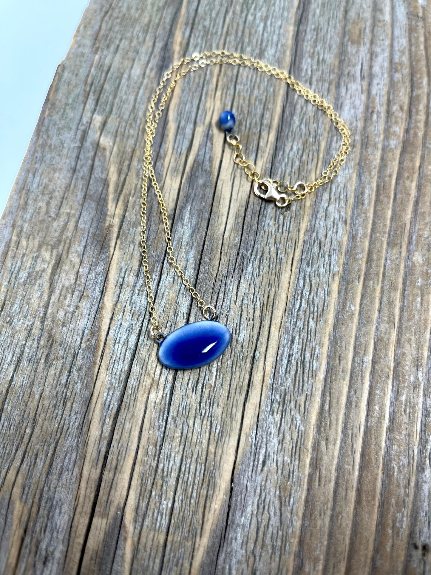 Oval Cobalt Pendant on 14k Gold-filled