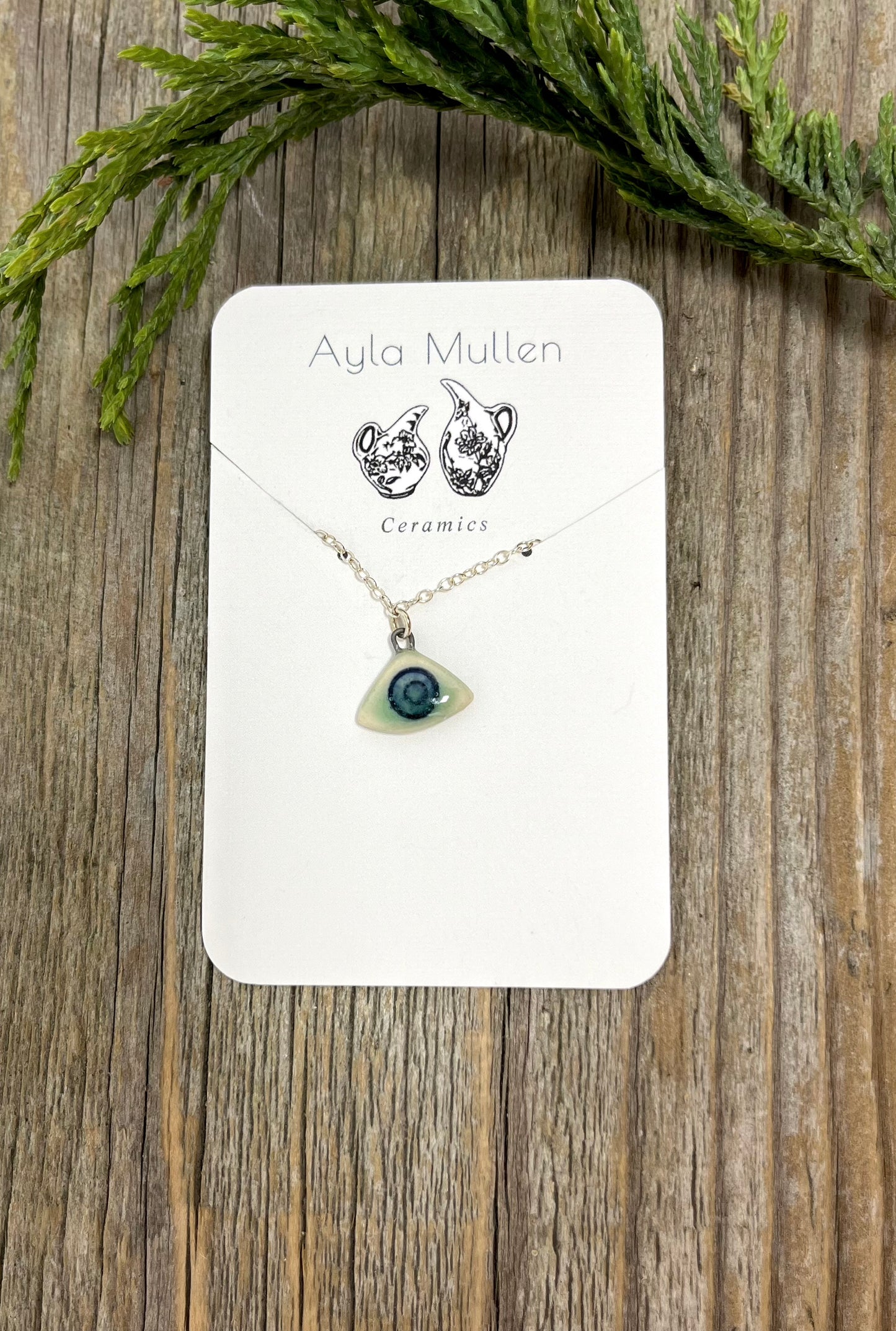 Small Fan Necklace in Blue and Green