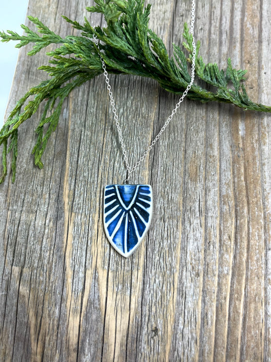 Art Deco Arch Pendant in Blue and Black