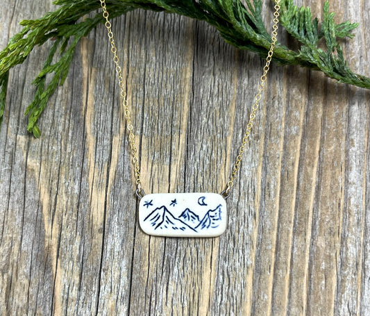 Mountain Landscape Bar Necklace