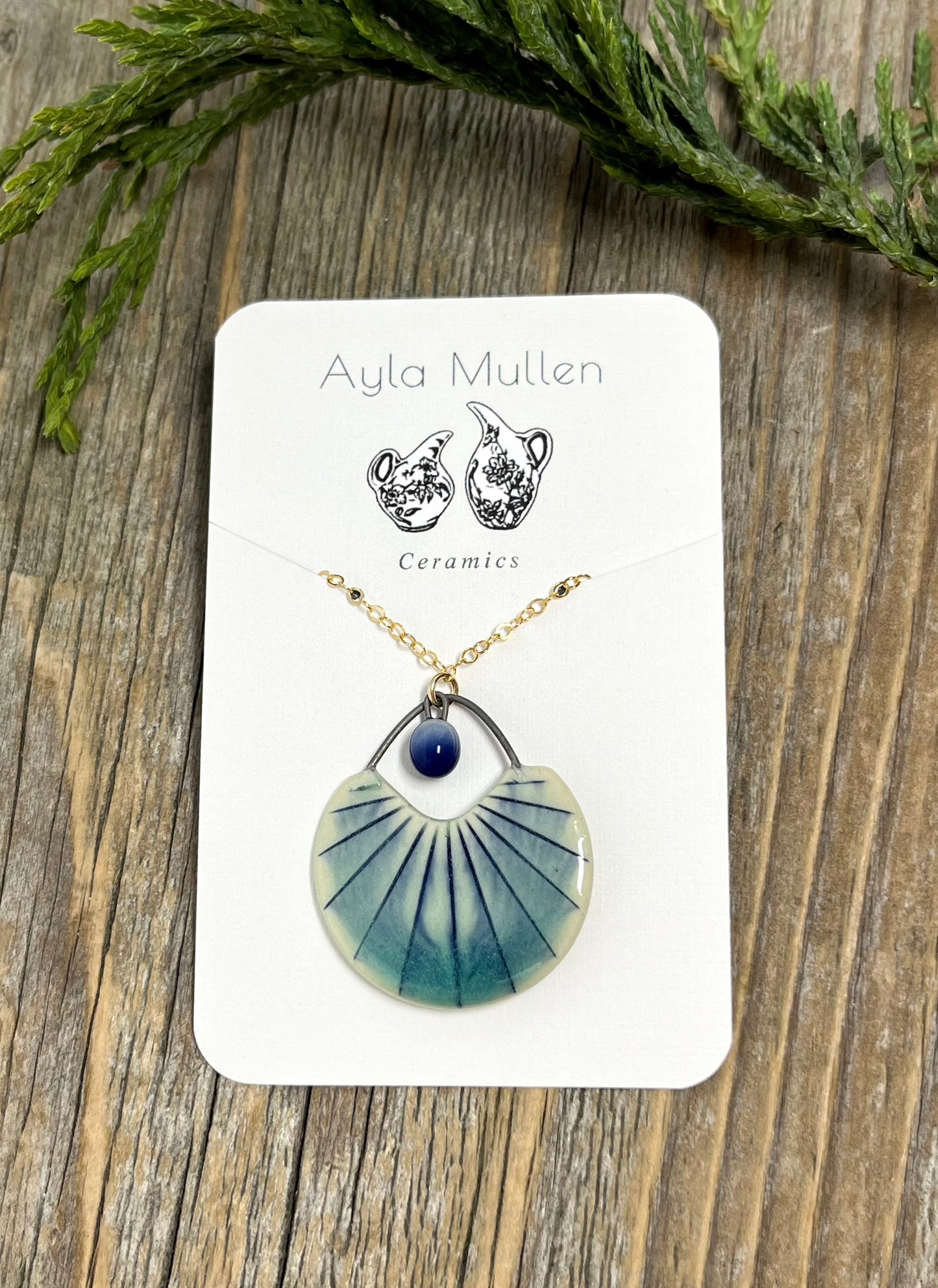 Striped Cutout Pendant in Blue and Green