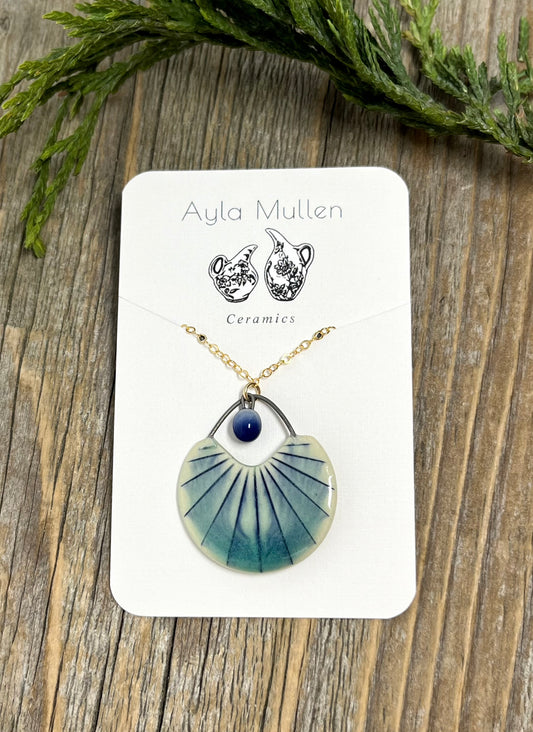 Striped Cutout Pendant in Blue and Green