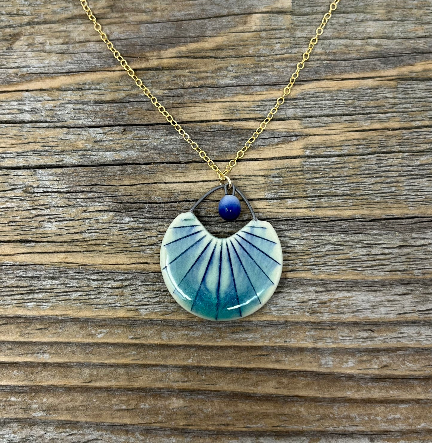 Striped Cutout Pendant in Blue and Green