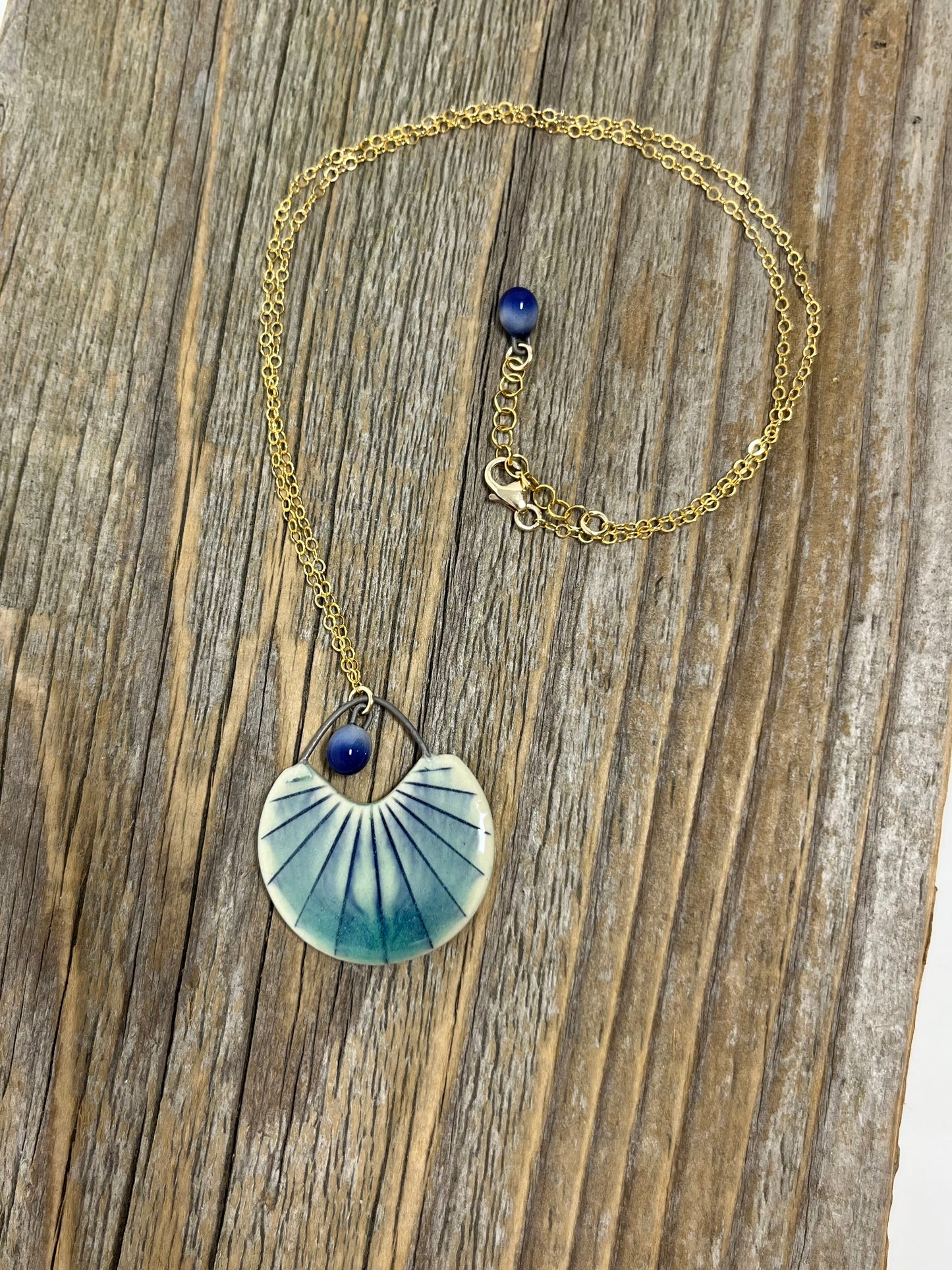 Striped Cutout Pendant in Blue and Green