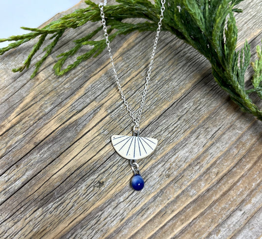 Art Deco Pendant in Blue and White