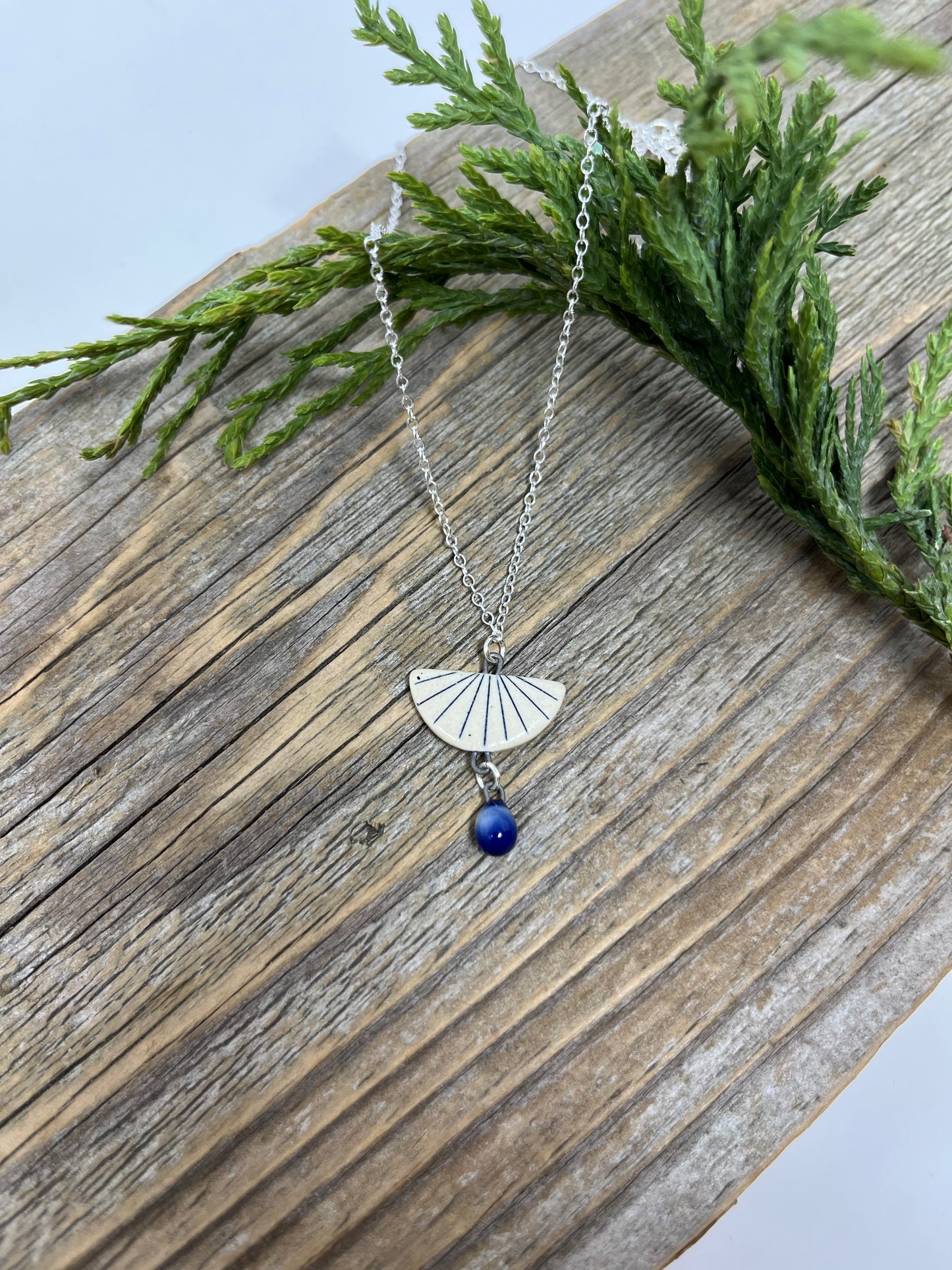 Art Deco Pendant in Blue and White