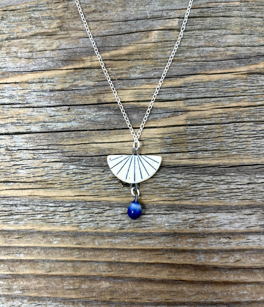 Art Deco Pendant in Blue and White