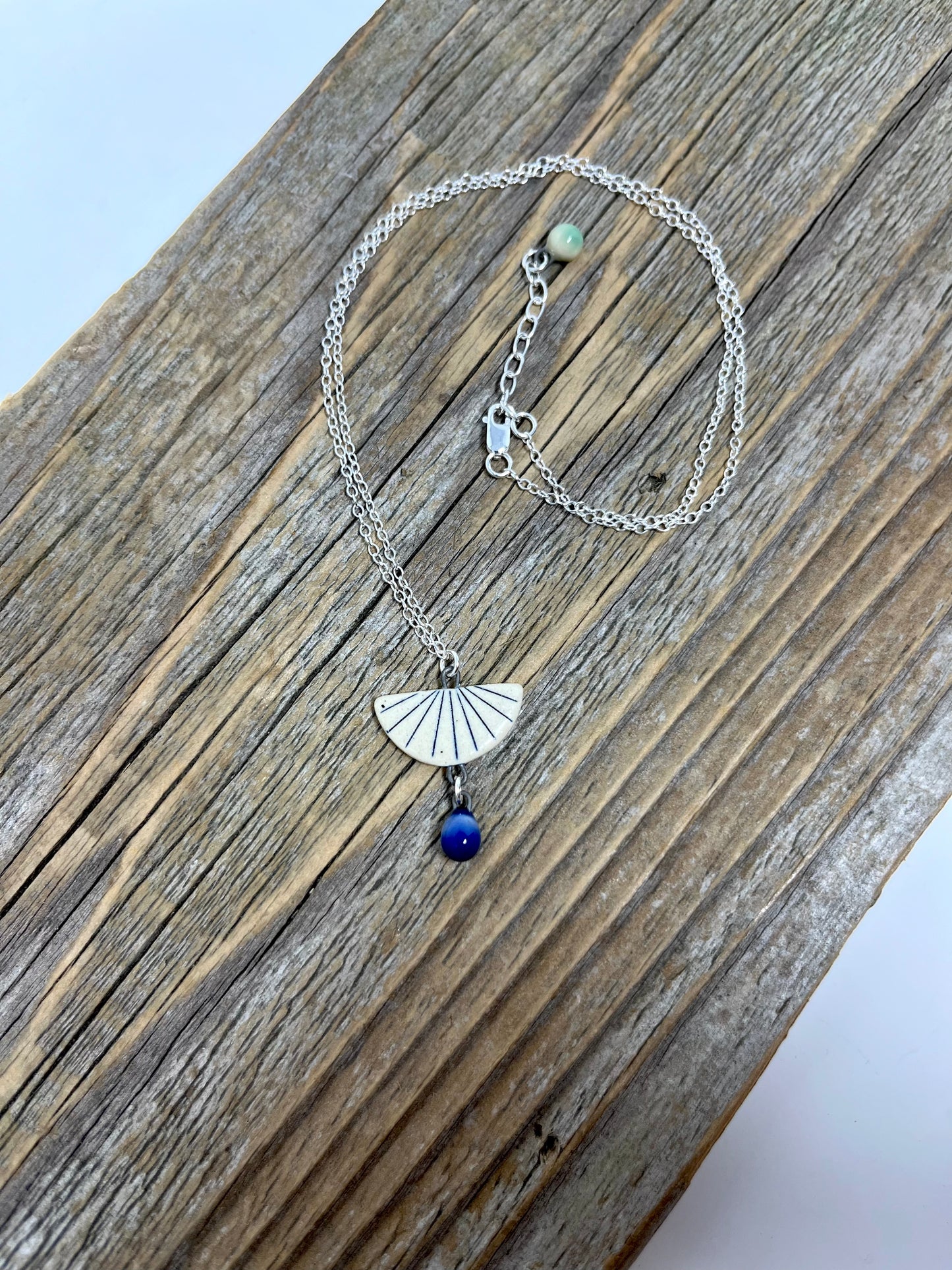 Art Deco Pendant in Blue and White