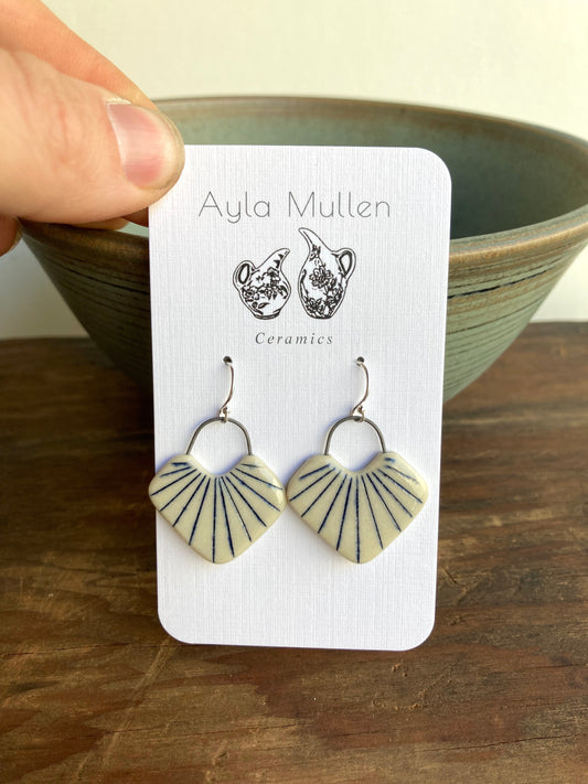 Geometric Striped Earrings, Sterling Silver