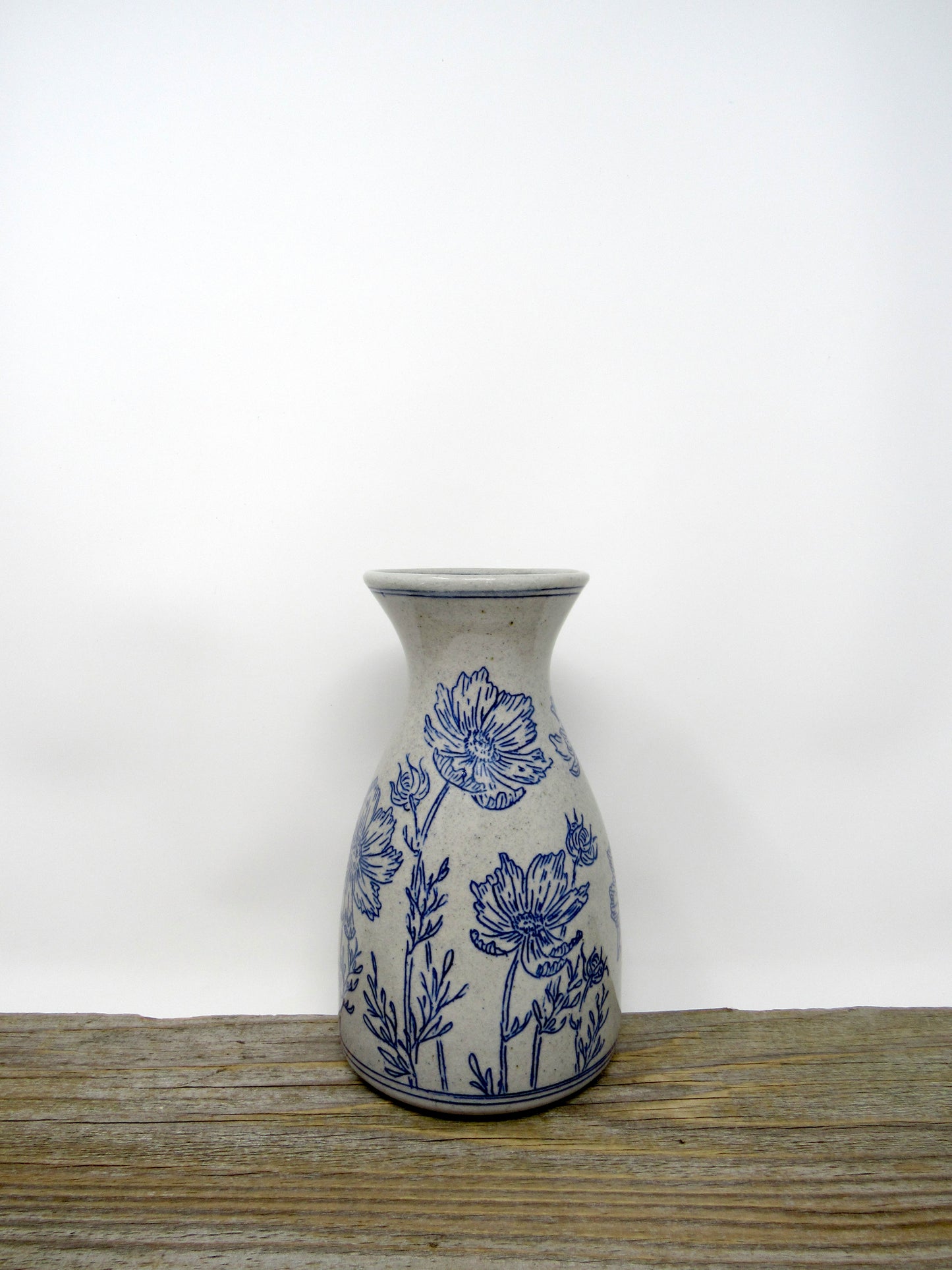 Inlaid Wildflower Vase in Blue and Gray **Slightly Discounted**