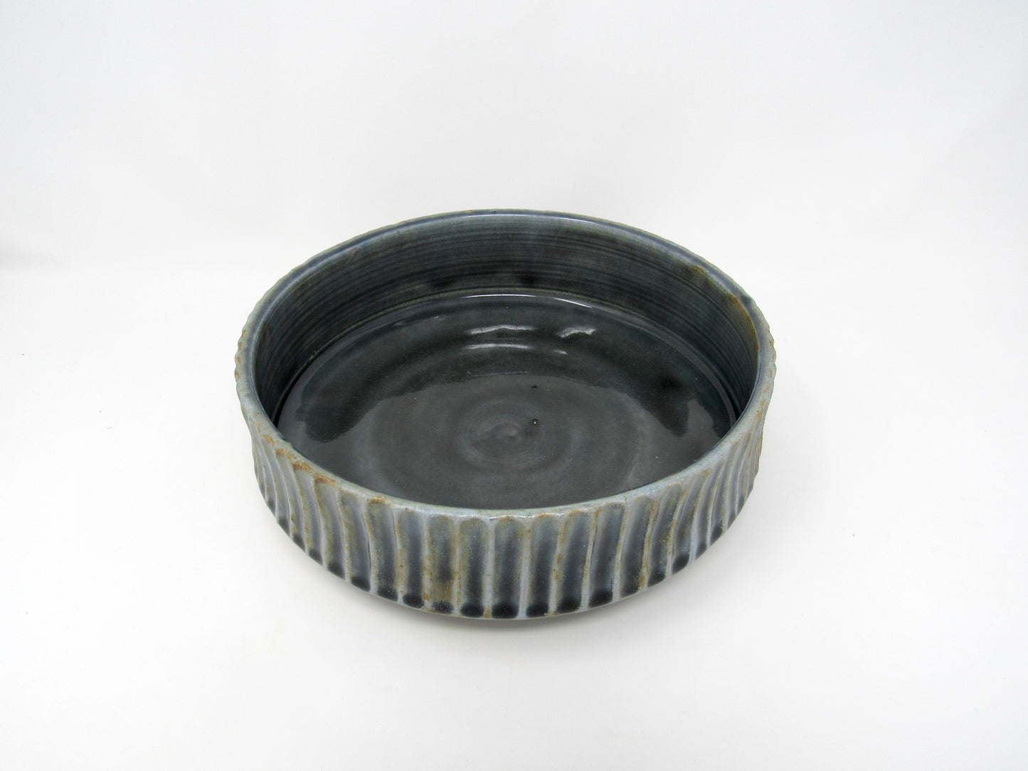 Fluted Serving Bowl in Blue-Bronze