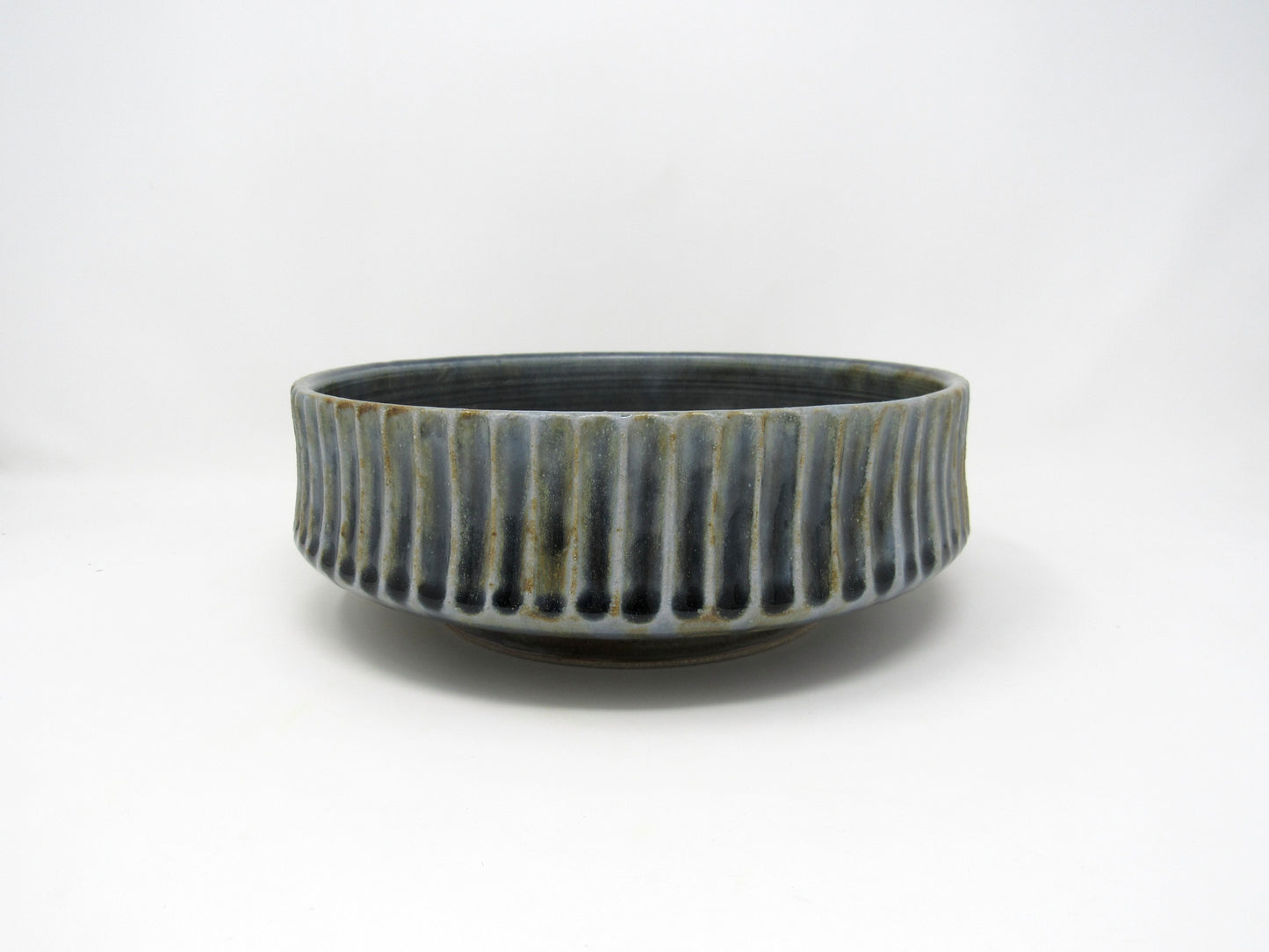 Fluted Serving Bowl in Blue-Bronze