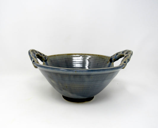 Handled Serving Bowl in Blue-Bronze