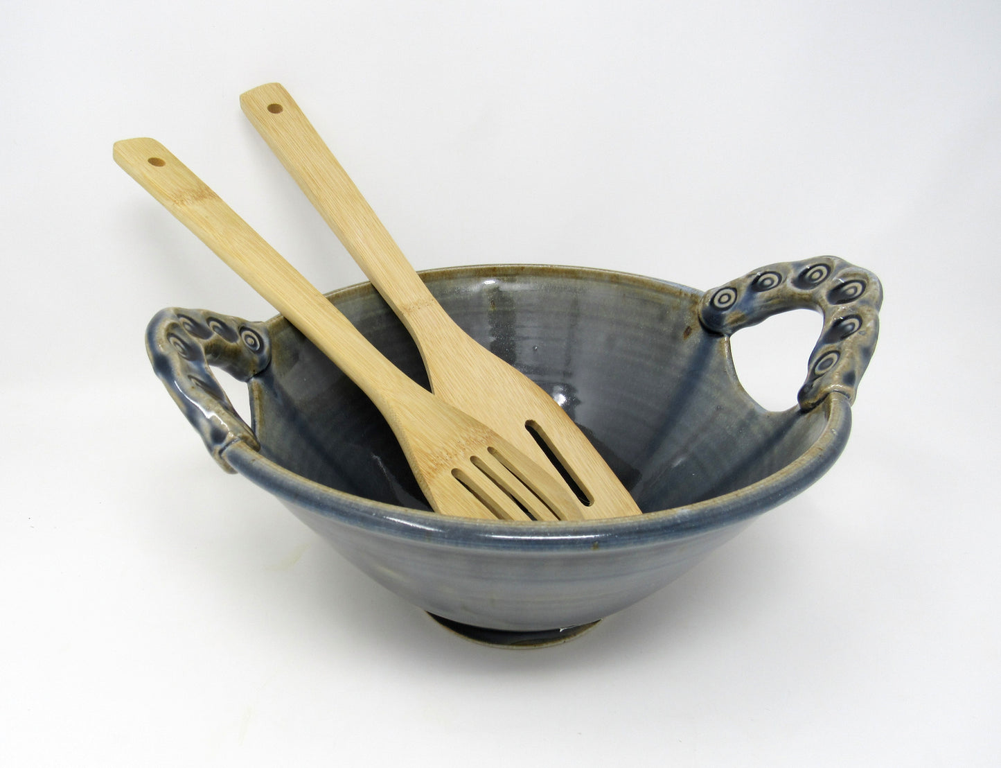 Handled Serving Bowl in Blue-Bronze