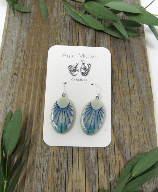 Oval Sunburst Earrings in Blue and Turquoise