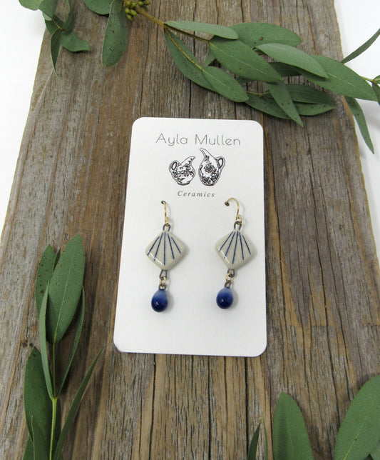 Striped Diamond Earrings with Dangles