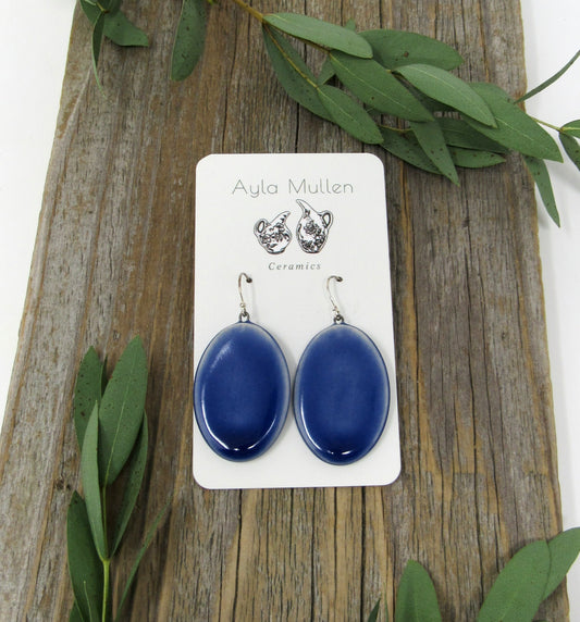 Large Oval Cobalt Earrings