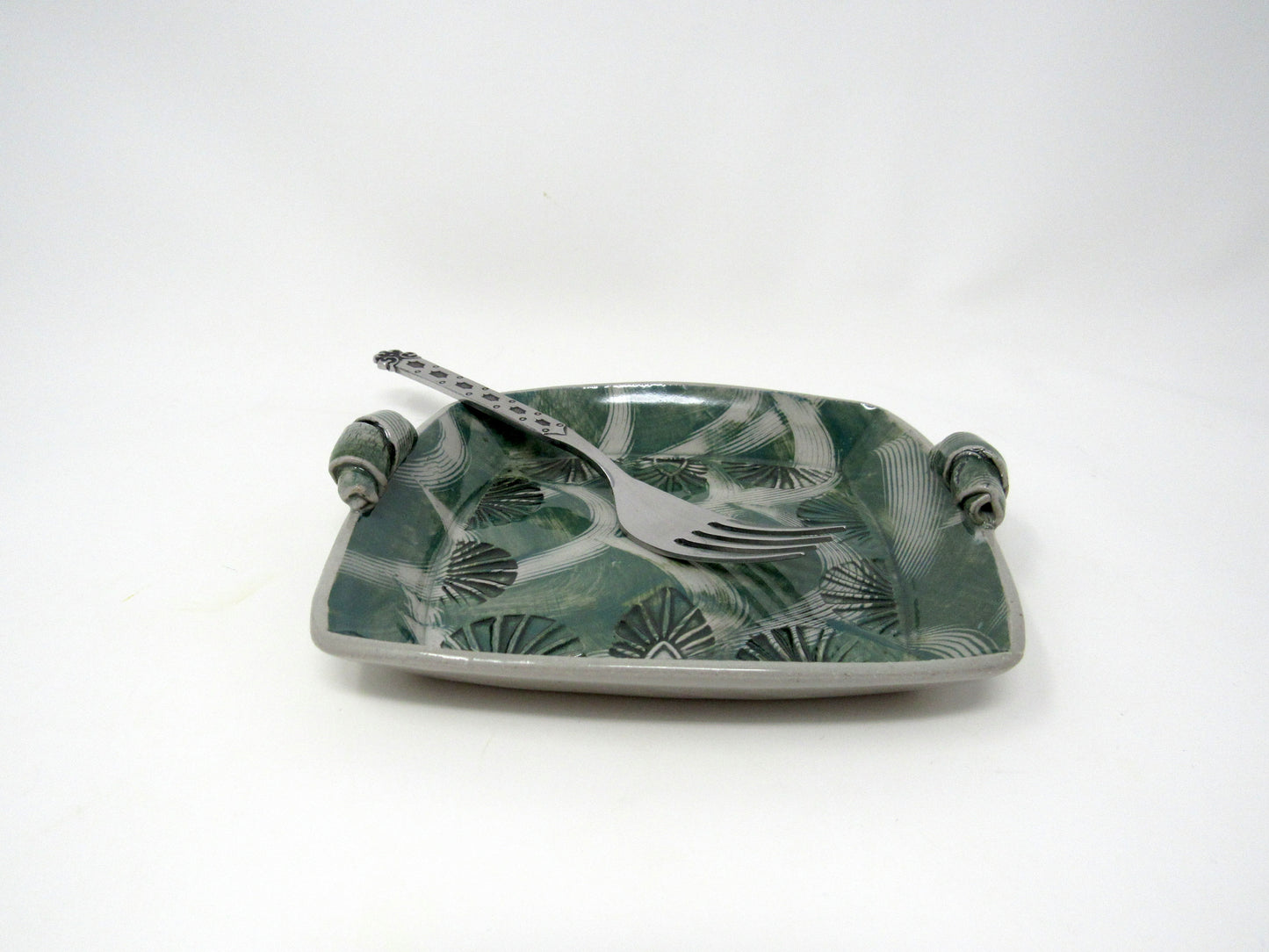 Square Tray with Slip Decoration