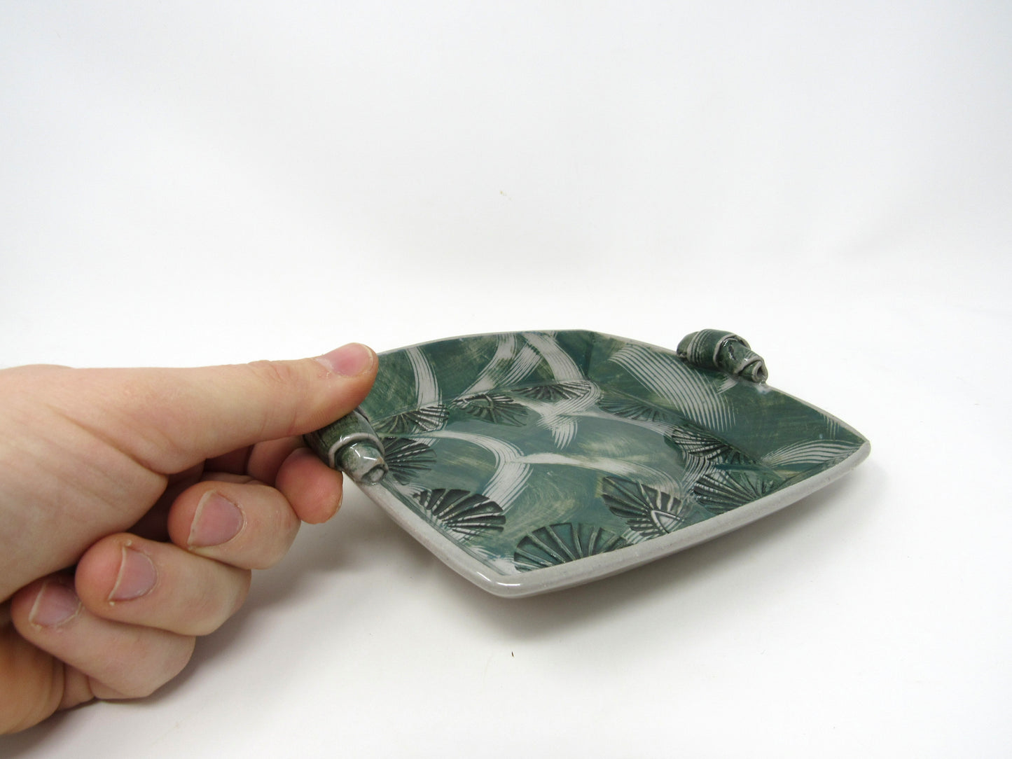 Square Tray with Slip Decoration