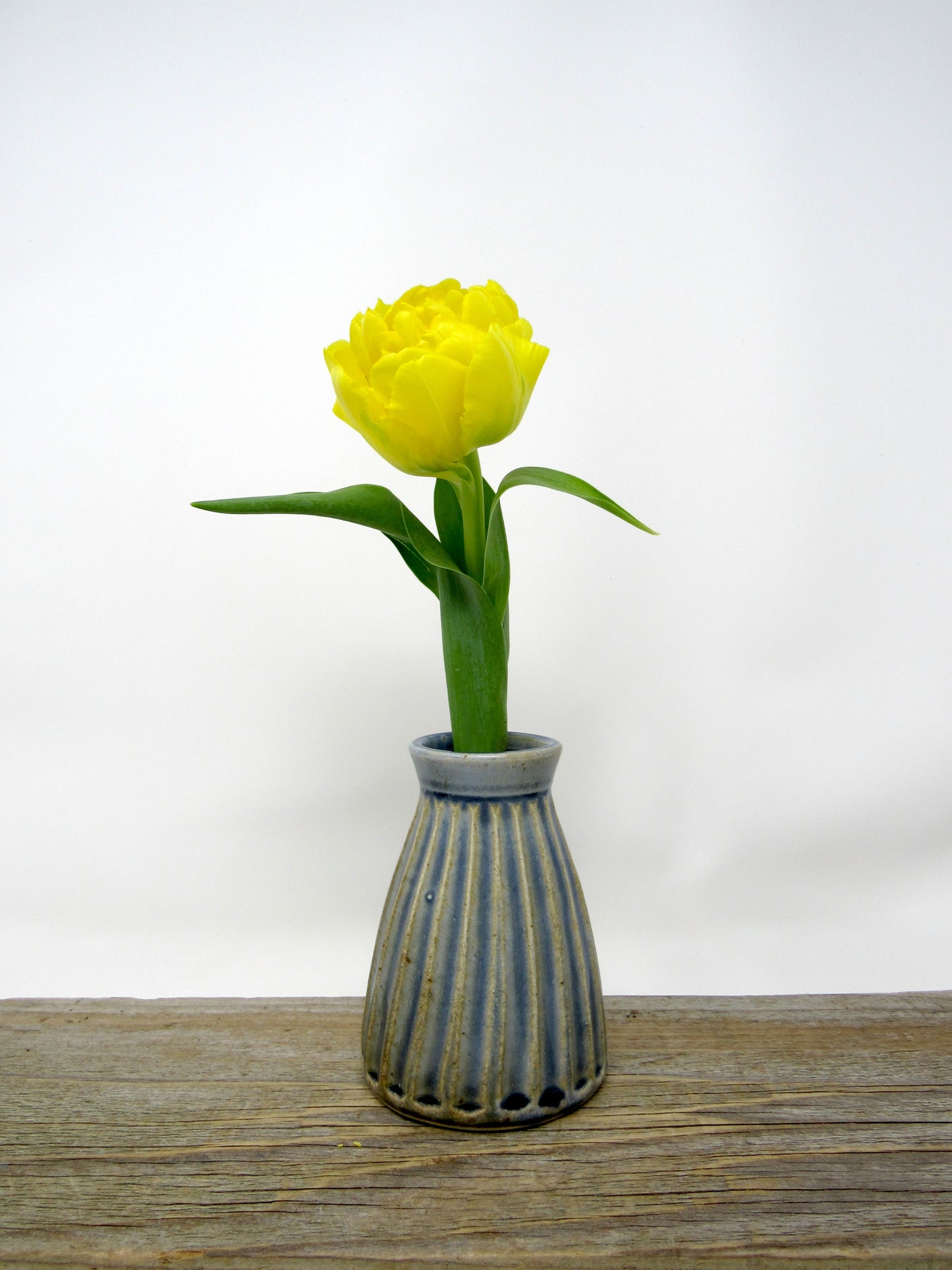 Fluted Bud Vase in Blue Gray