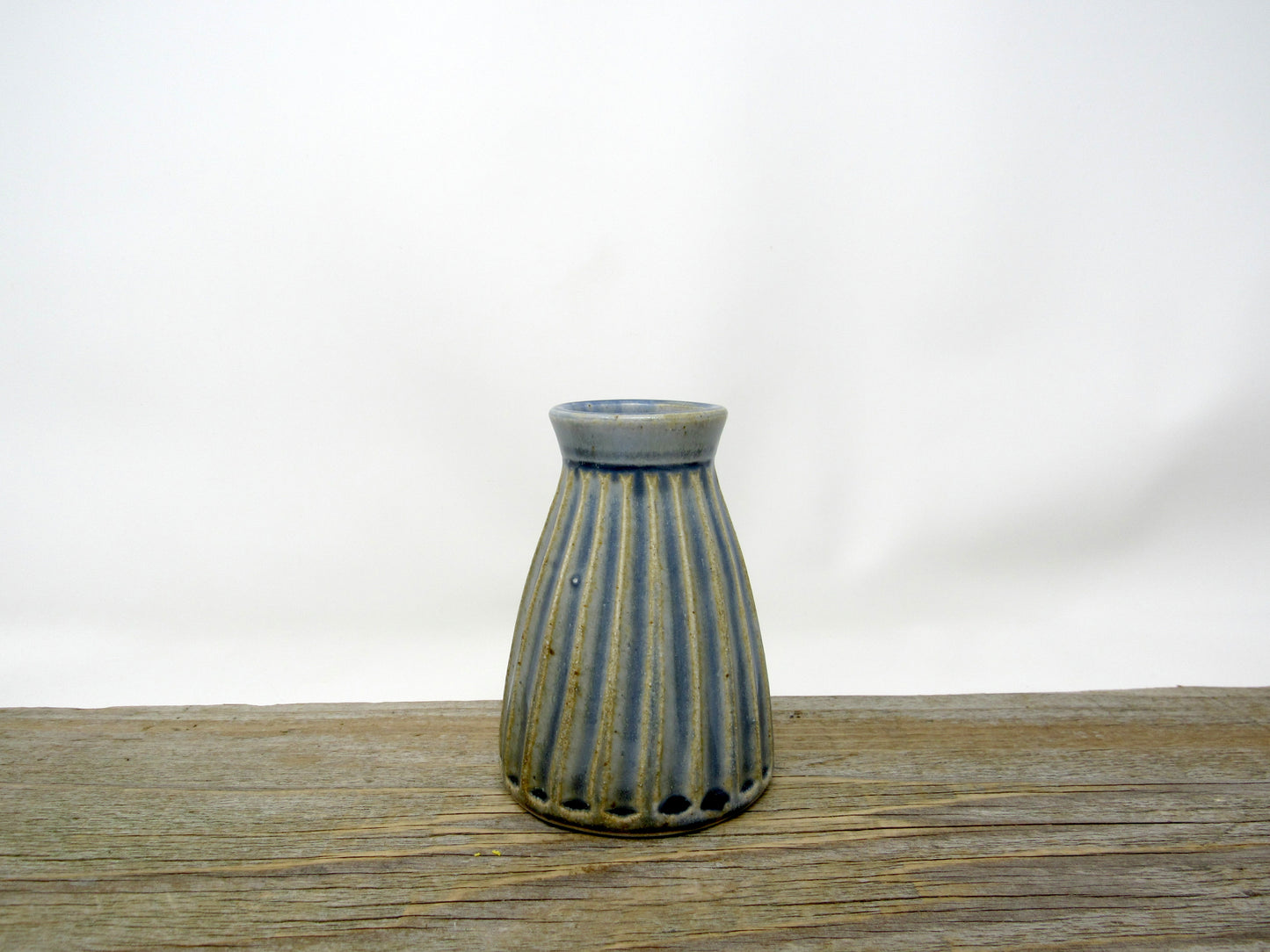 Fluted Bud Vase in Blue Gray