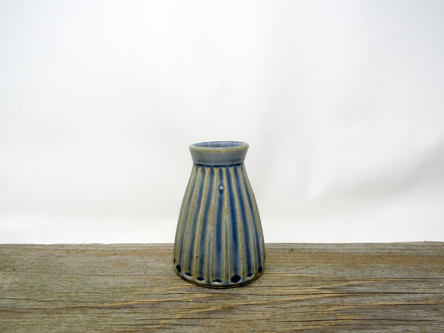 Fluted Bud Vase in Blue Gray