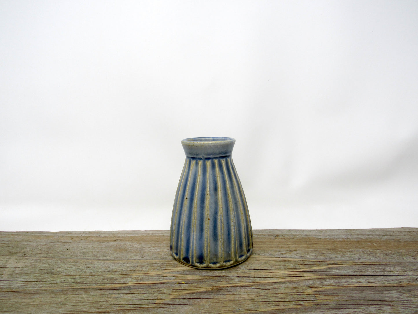 Fluted Bud Vase in Blue Gray