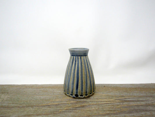 Fluted Bud Vase in Blue Gray