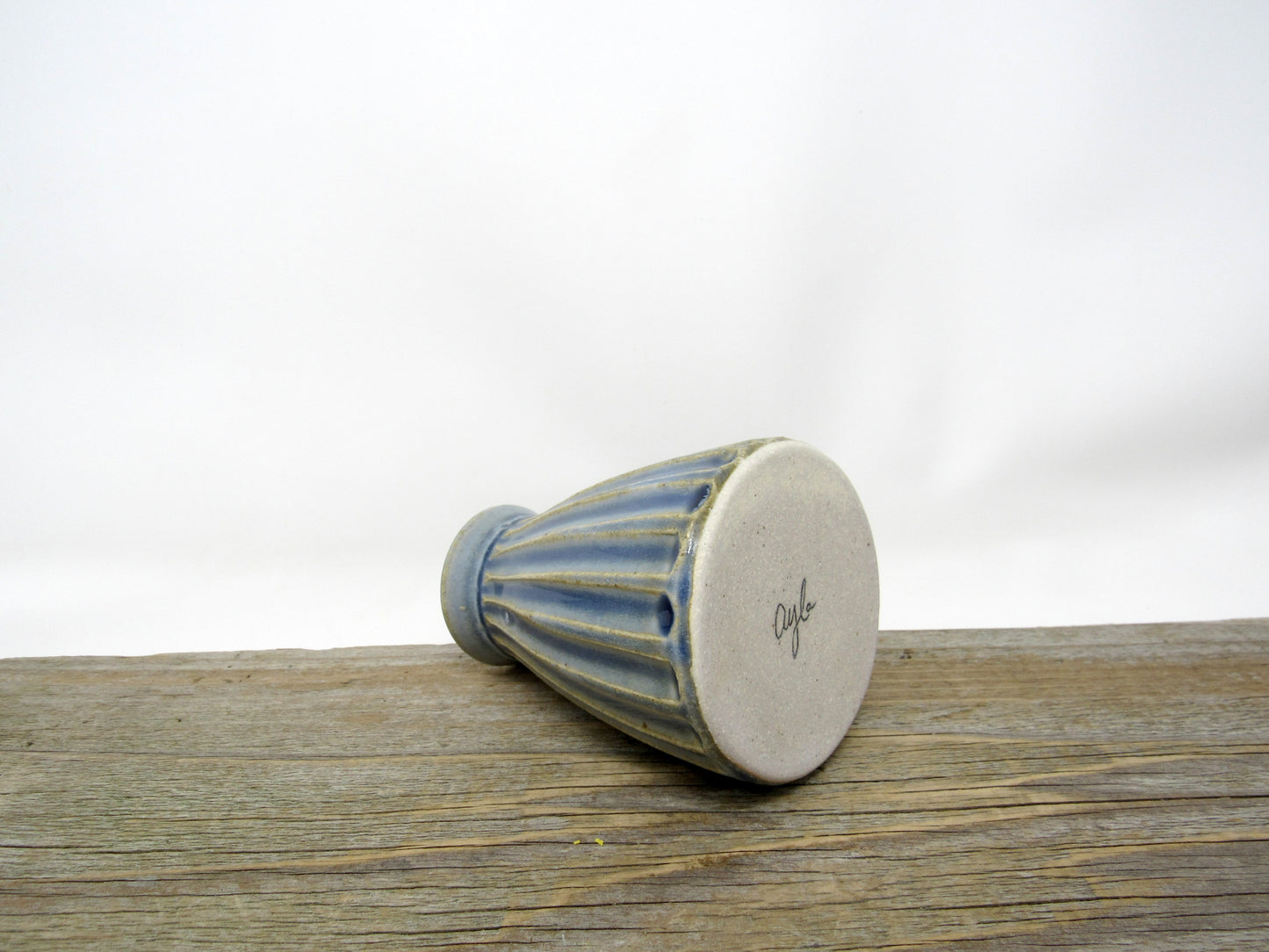 Fluted Bud Vase in Blue Gray