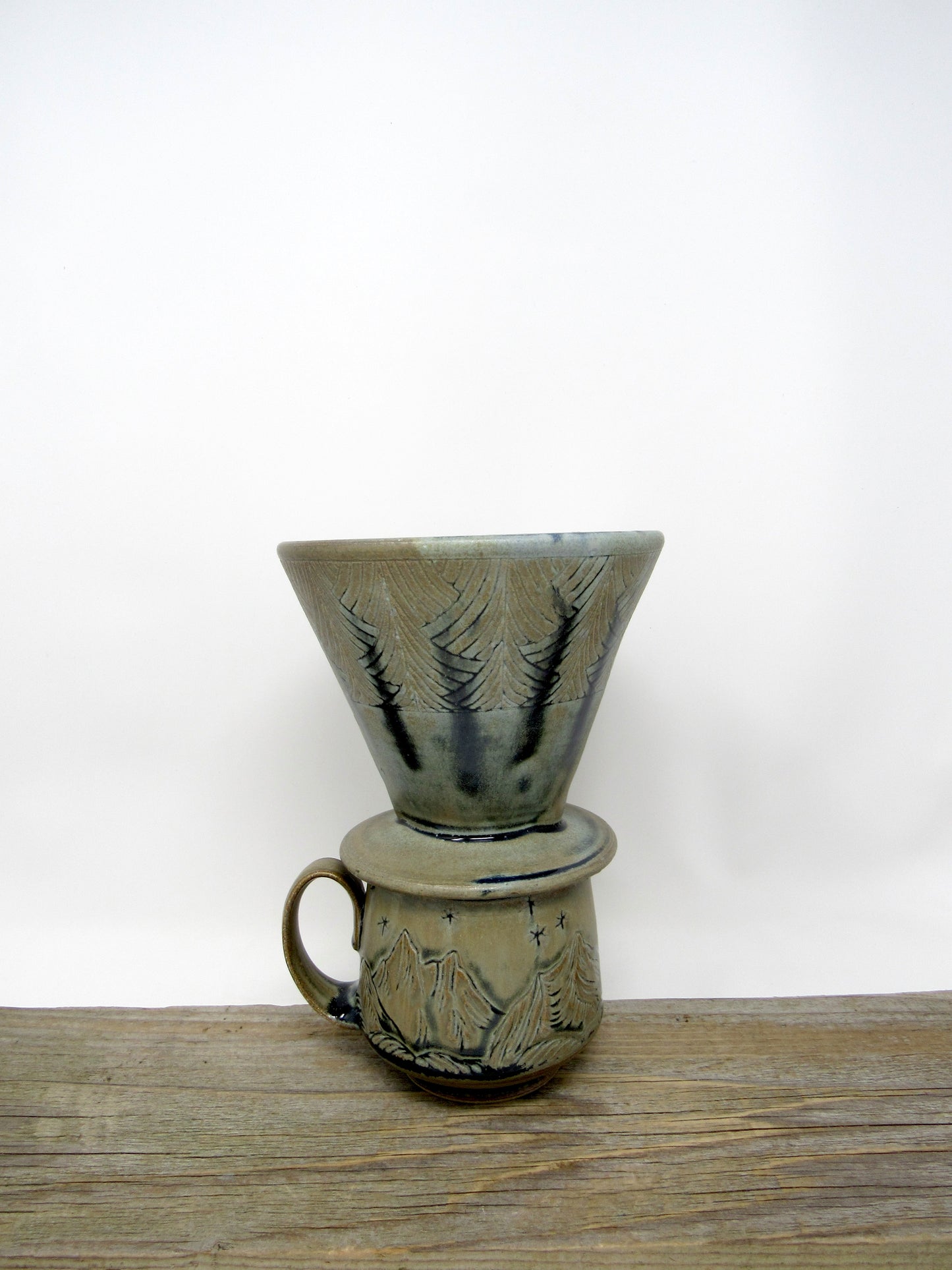 Herringbone Pourover Coffee Cone in Blue Ridge