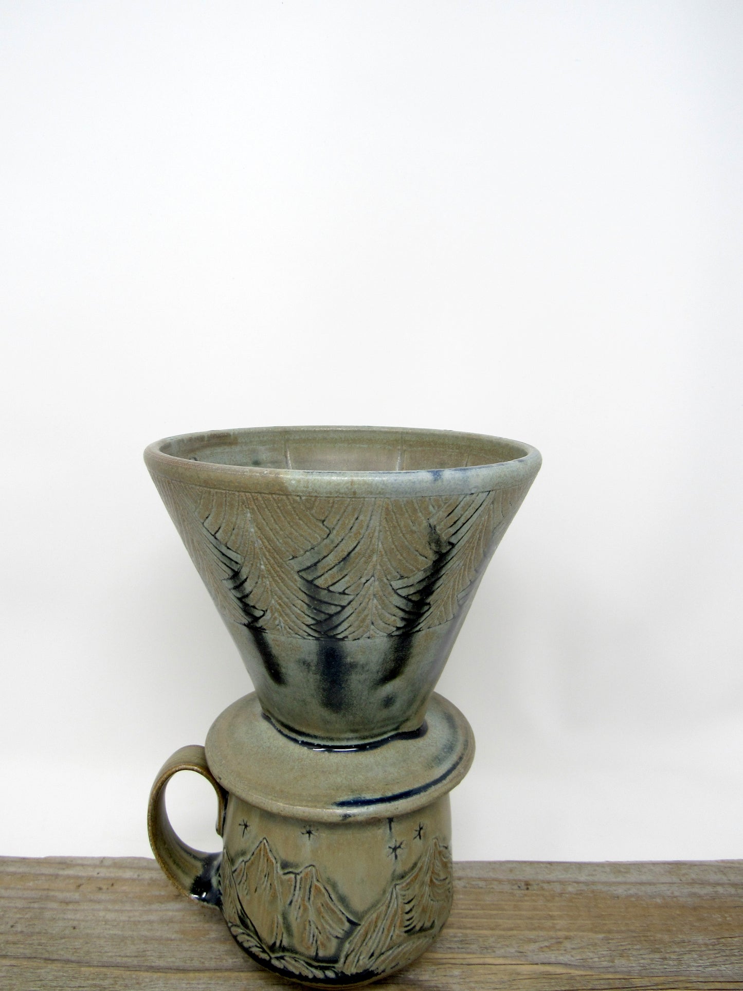 Herringbone Pourover Coffee Cone in Blue Ridge