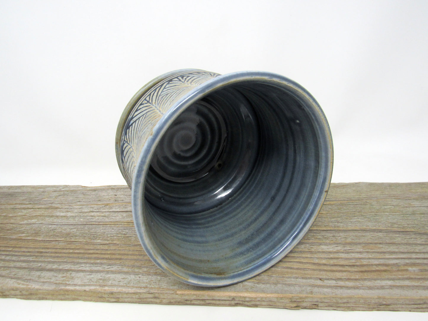 Herringbone Pattern Planter in Blue Gray