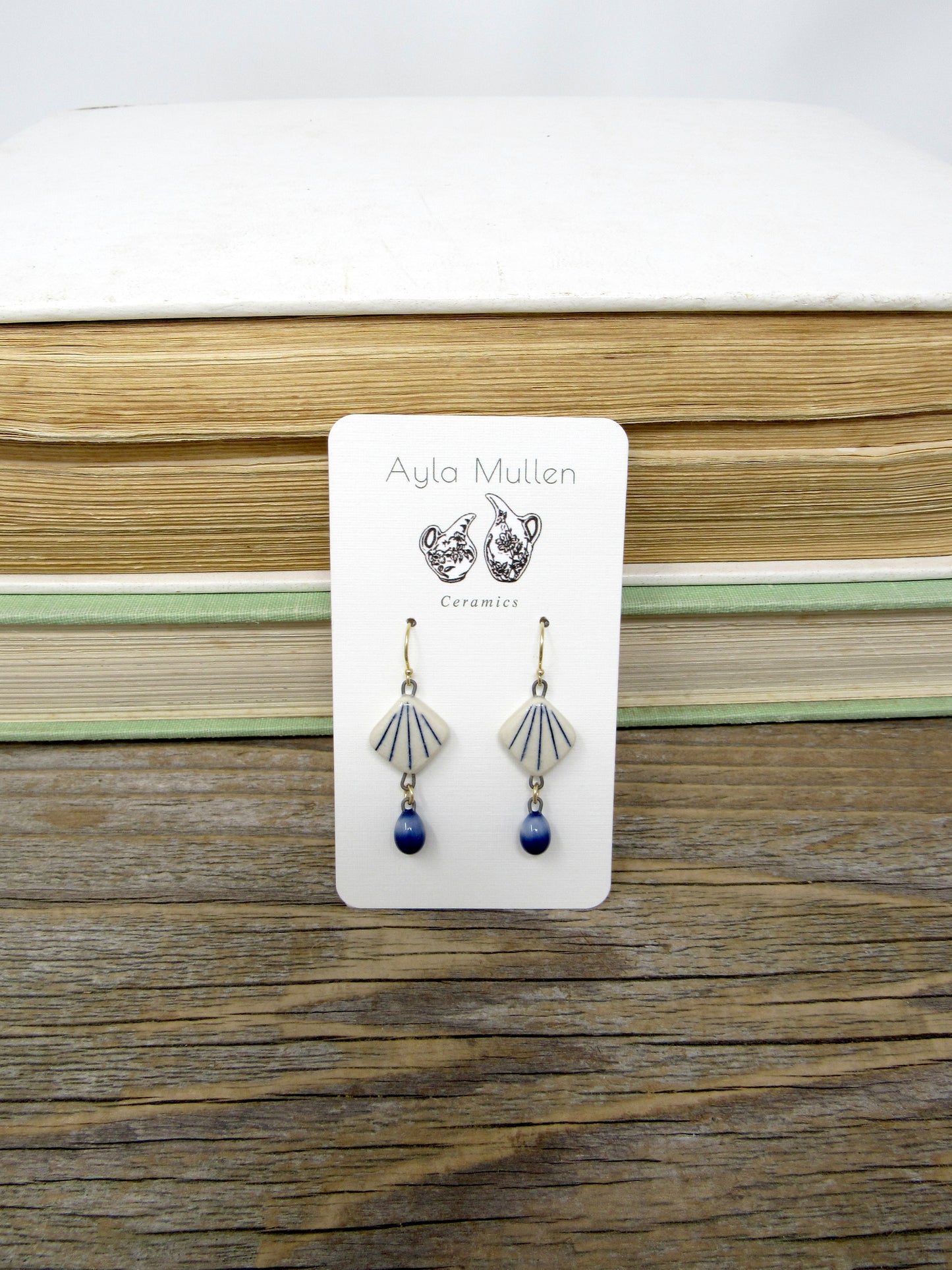 Striped Fan Earrings with dangles