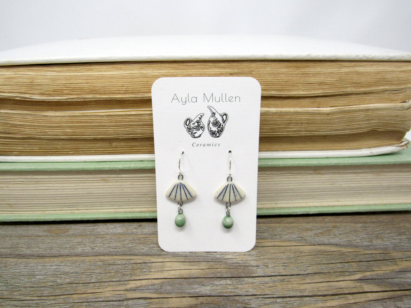 Striped Fan Earrings with dangles