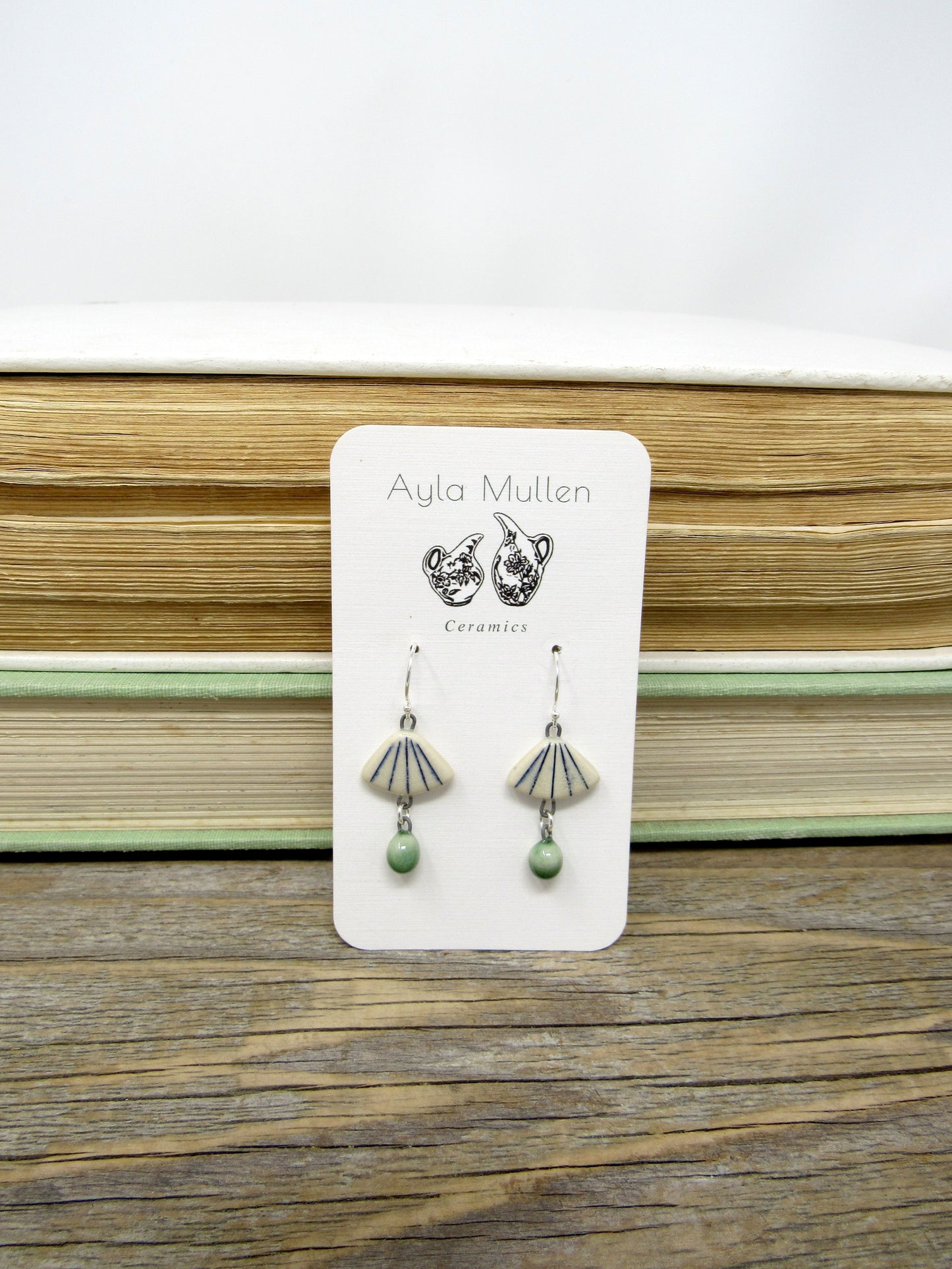 Striped Fan Earrings with dangles