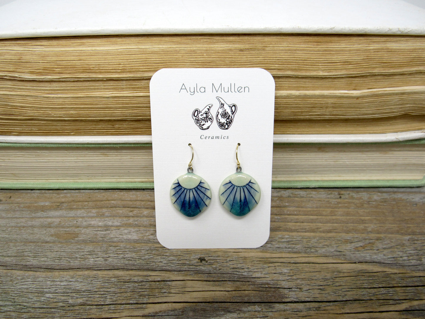 Round Sunburst Earrings in Blue and Green