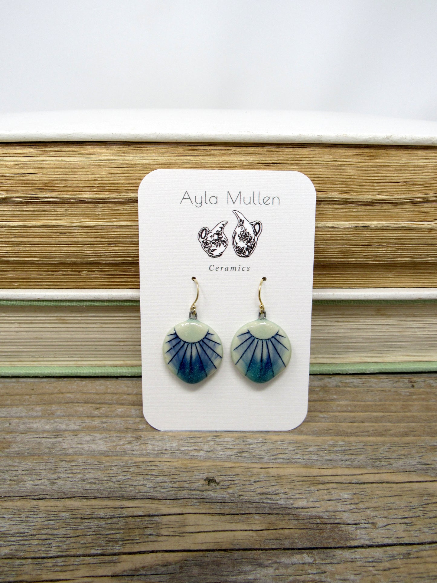 Round Sunburst Earrings in Blue and Green