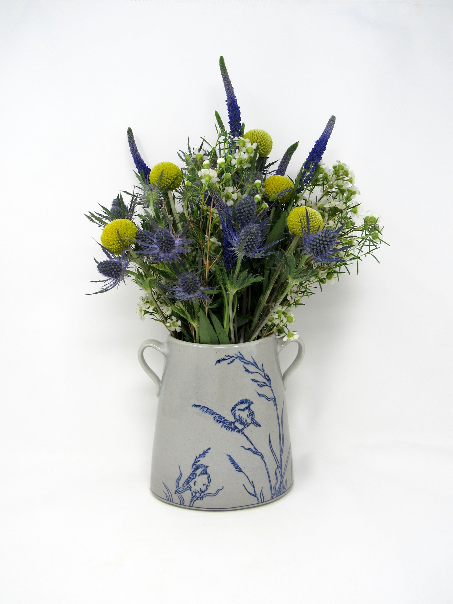 Chickadees in the Meadow Vase, Oval