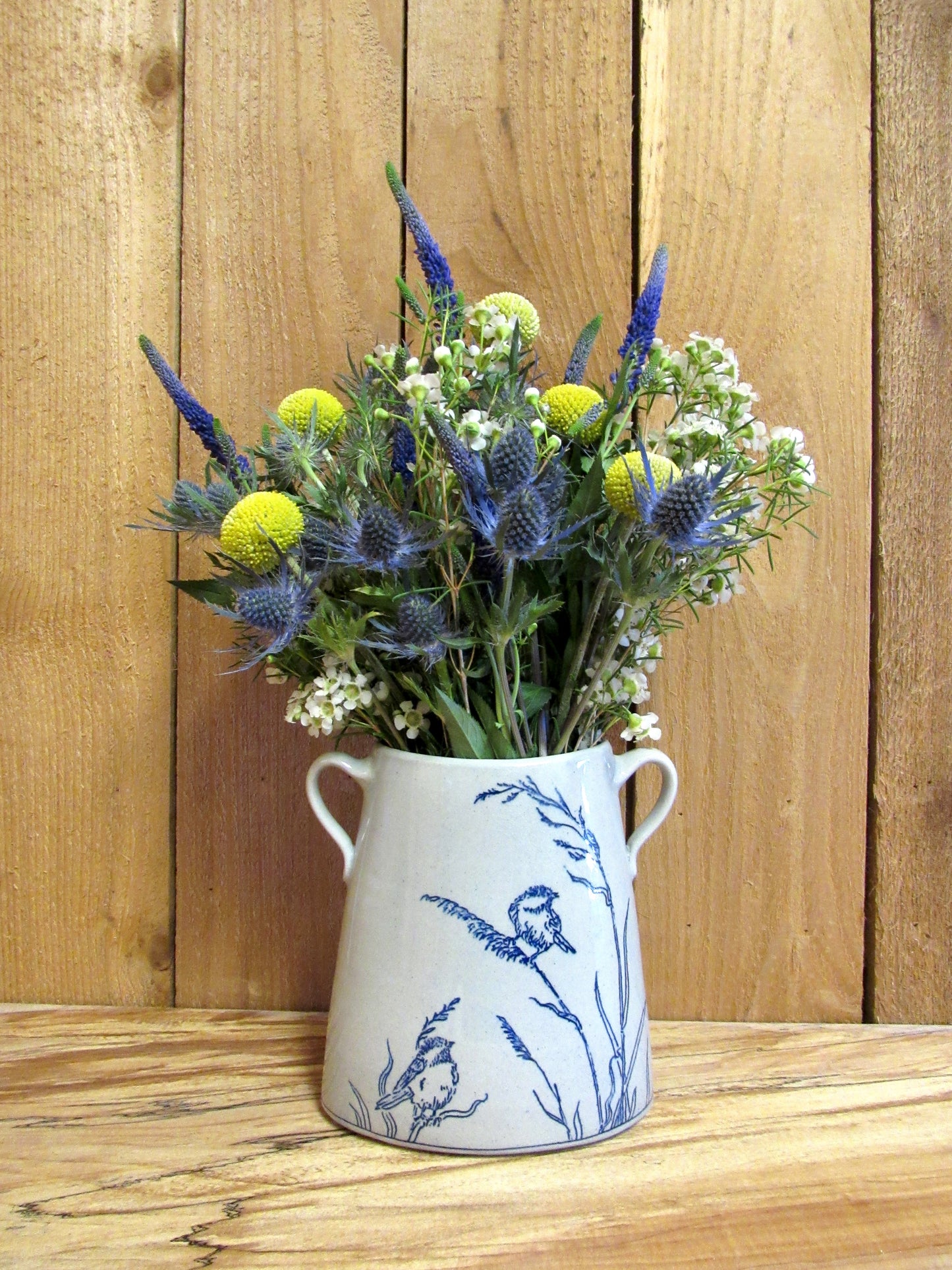 Chickadees in the Meadow Vase, Oval